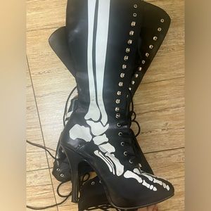 Funtasma X-ray Skeleton thigh high boots